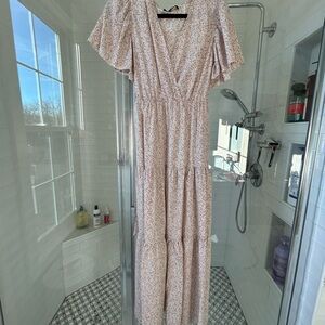 Simple Pink Floral Maxi Dress